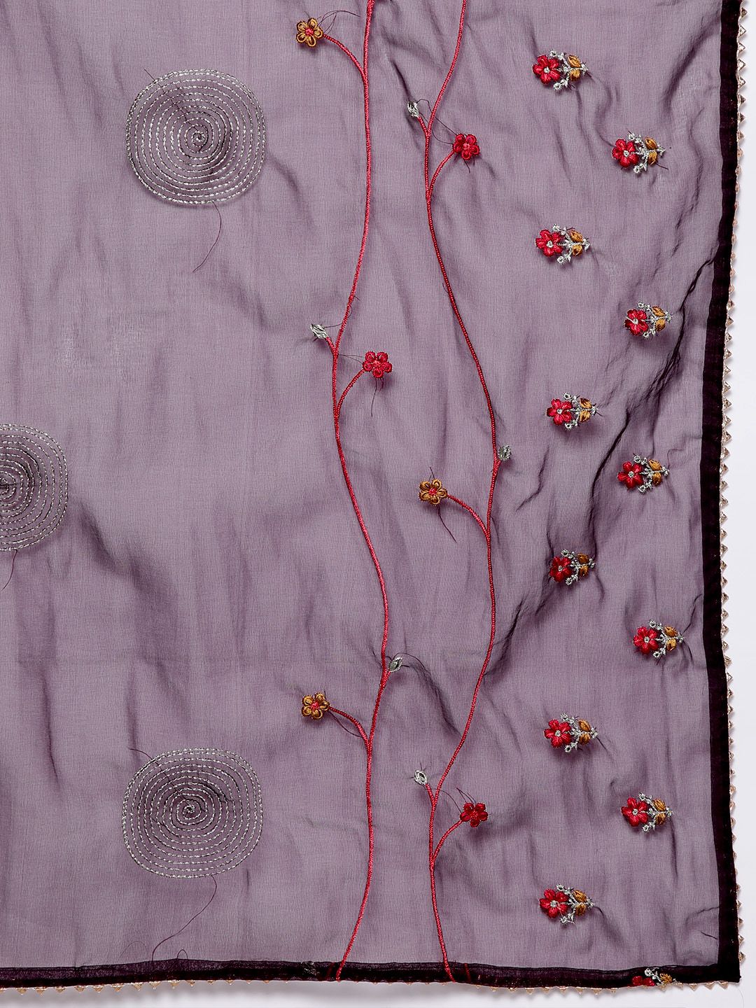 Indyancart IE Plus Size Floral Embroidered Regular Kurta with Trousers & With Dupatta