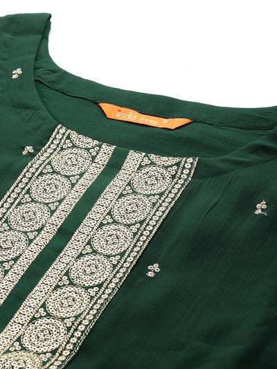 Indyancart IE Ethnic Motifs Embroidered Regular Kurta with Trousers & Dupatta
