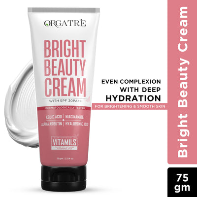 Orgatre Bright Beauty Cream with Kojic Acid, Niacinamide & Hyaluronic Acid- Glowing Skin
