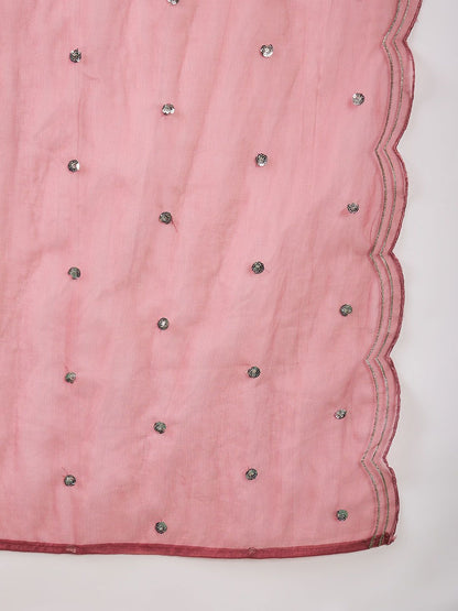 Indyancart IE Embroidered Straight Kurta With Trousers & Dupatta