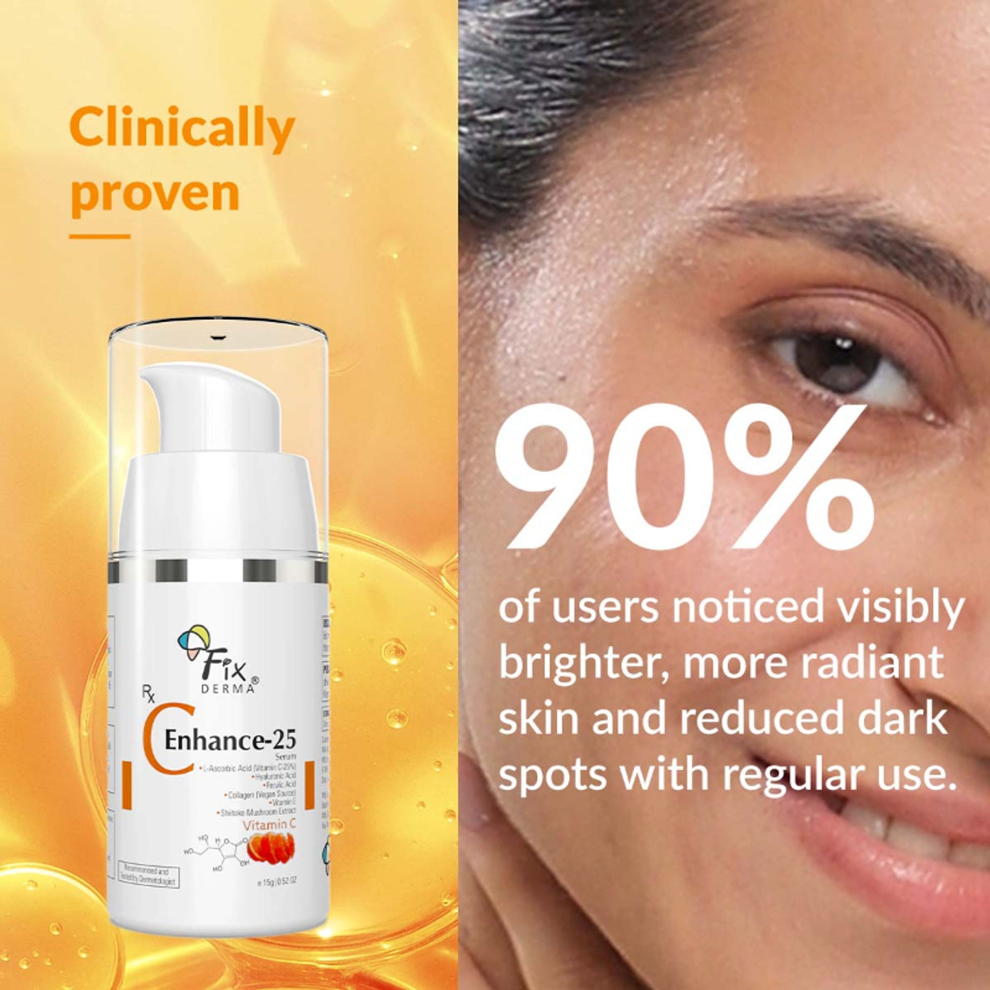 Fixderma C Enhance 25% Vitamin C Serum, Glowing, Anti Aging, Skin Brightening, Lightening Serum