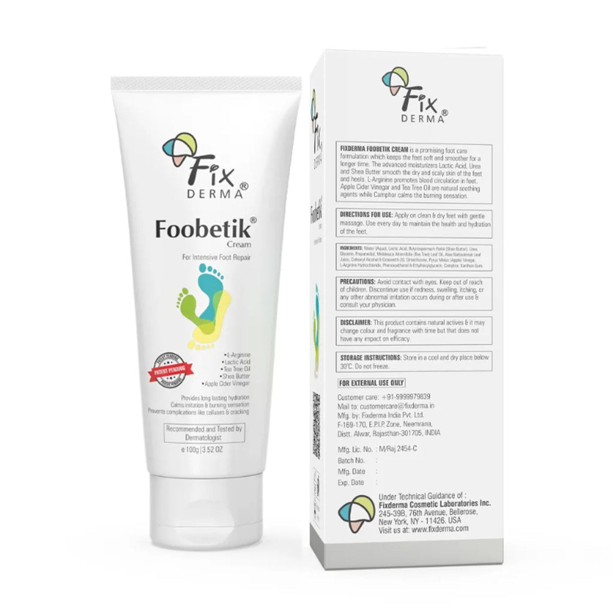 Fixderma Foobetik Foot Cream with Lactic Acid & Shea Butter for Cracked Heels & Rough Feet