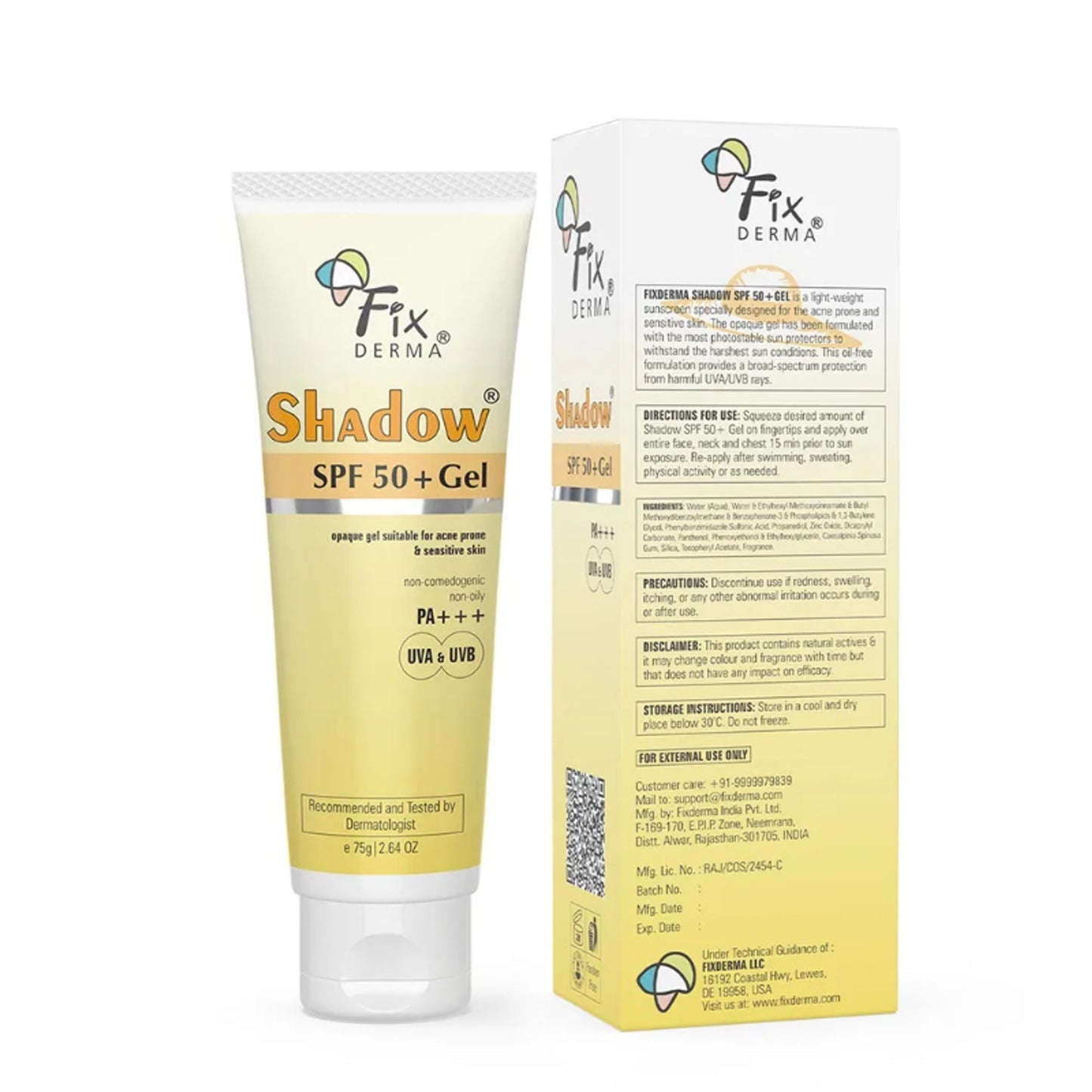 Fixderma Shadow Sunscreen SPF 50+ Gel For Oily Skin
