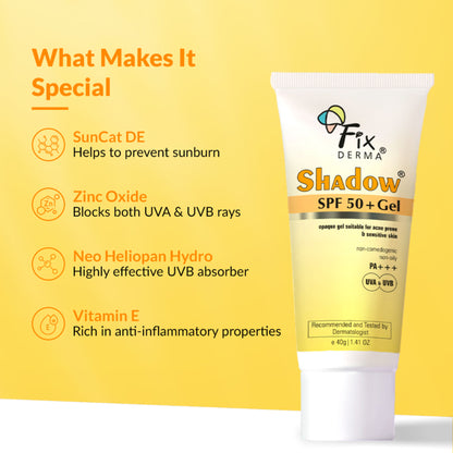 Fixderma Shadow Sunscreen SPF 50+ Gel For Oily Skin