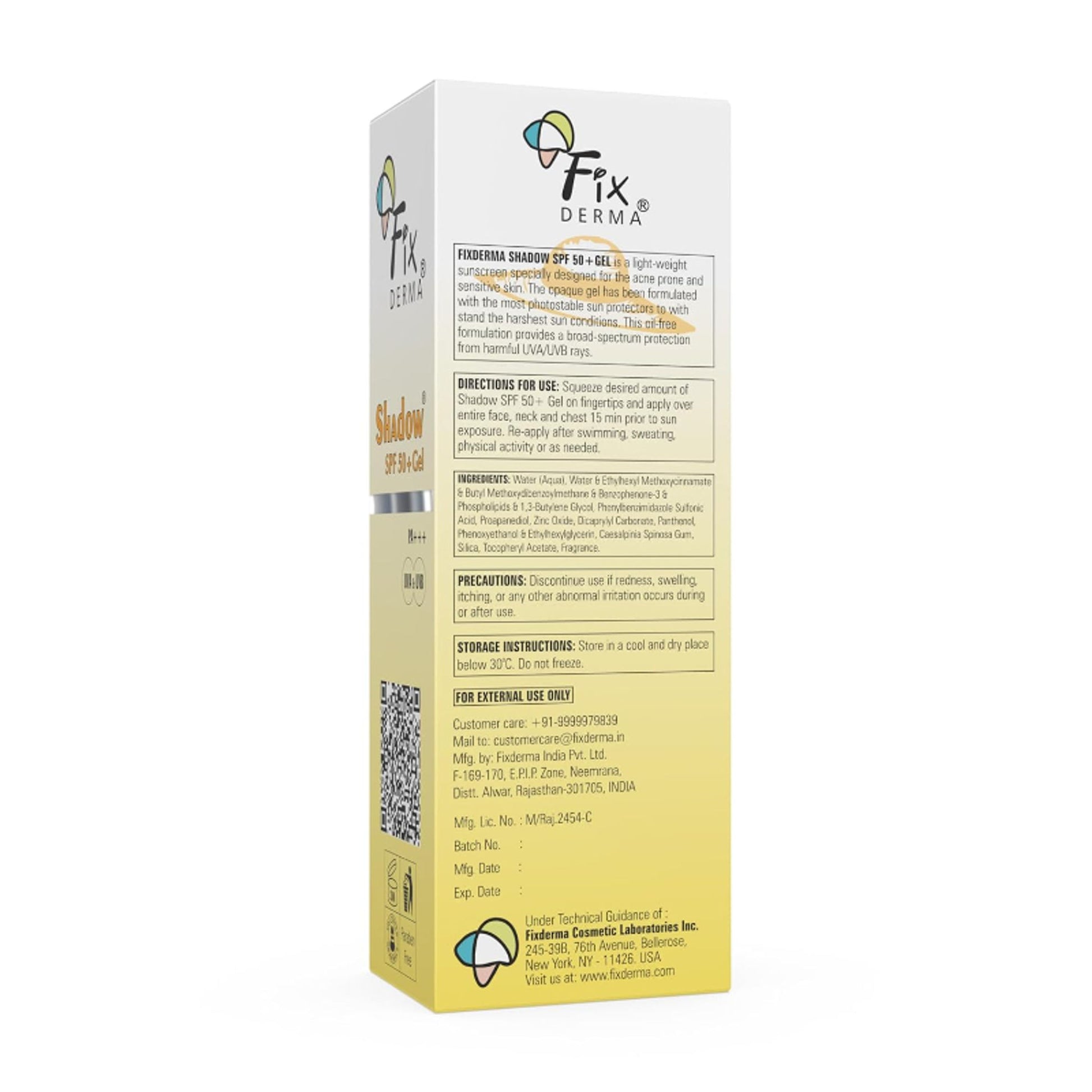Fixderma Shadow Sunscreen SPF 50+ Gel For Oily Skin