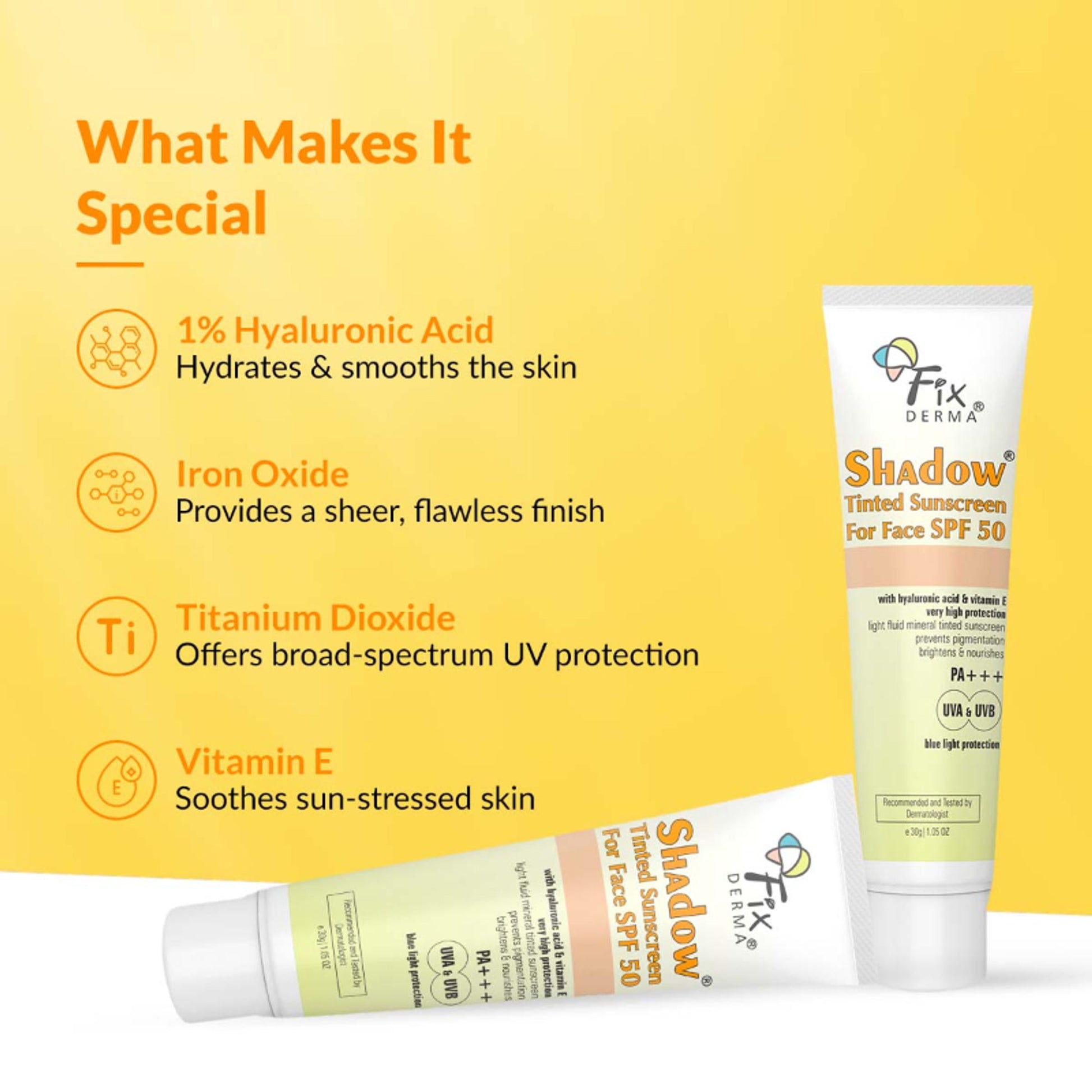 Fixderma Shadow Tinted Sunscreen Deep SPF 50 PA+++ Sunscreen - Light