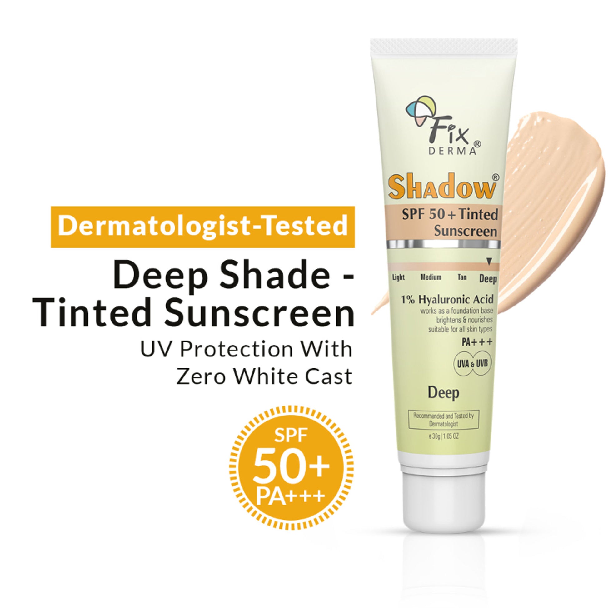 Fixderma Shadow Tinted Sunscreen Deep SPF 50 PA+++ Sunscreen - Deep