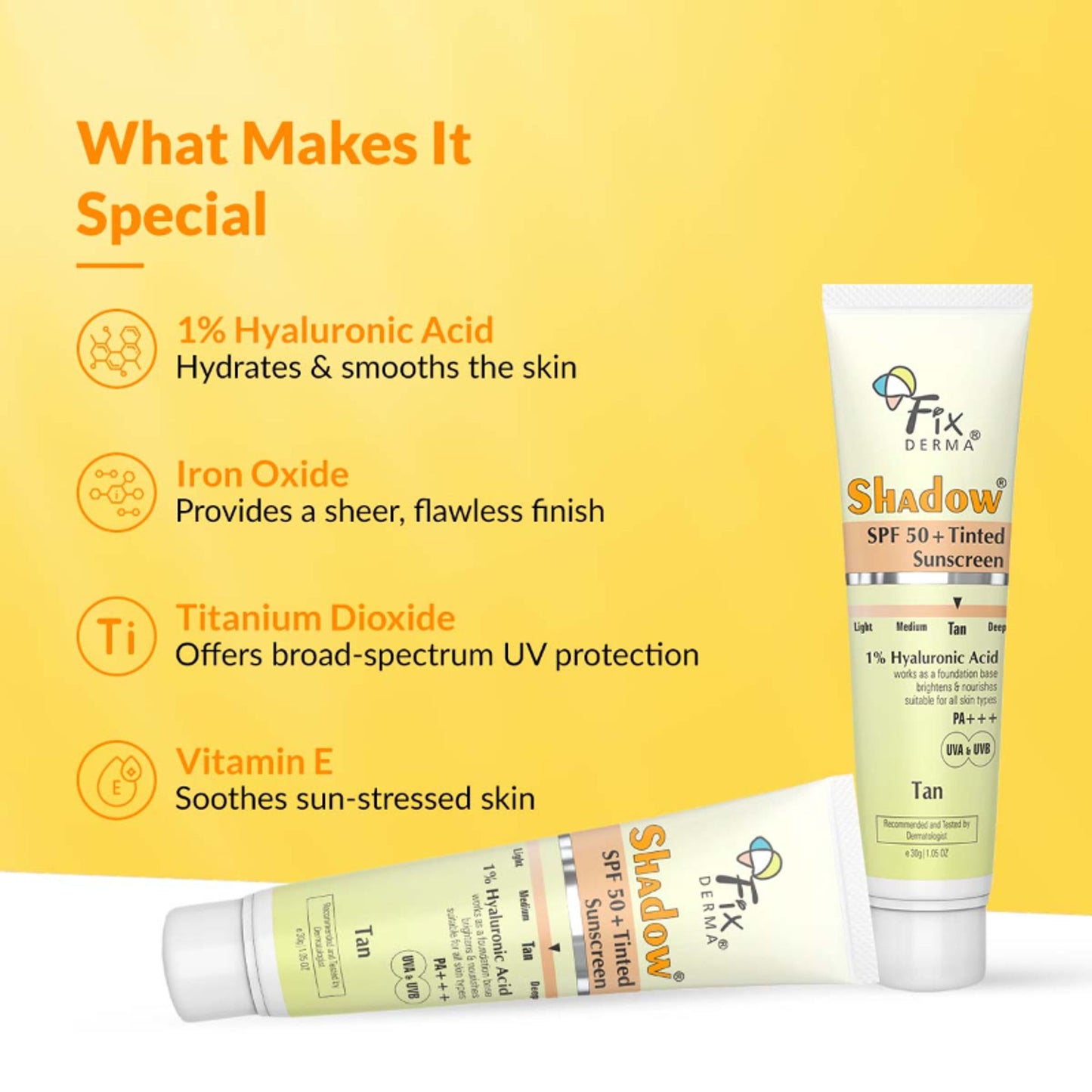 Fixderma Shadow Tinted Sunscreen Deep SPF 50 PA+++ Sunscreen - Tan