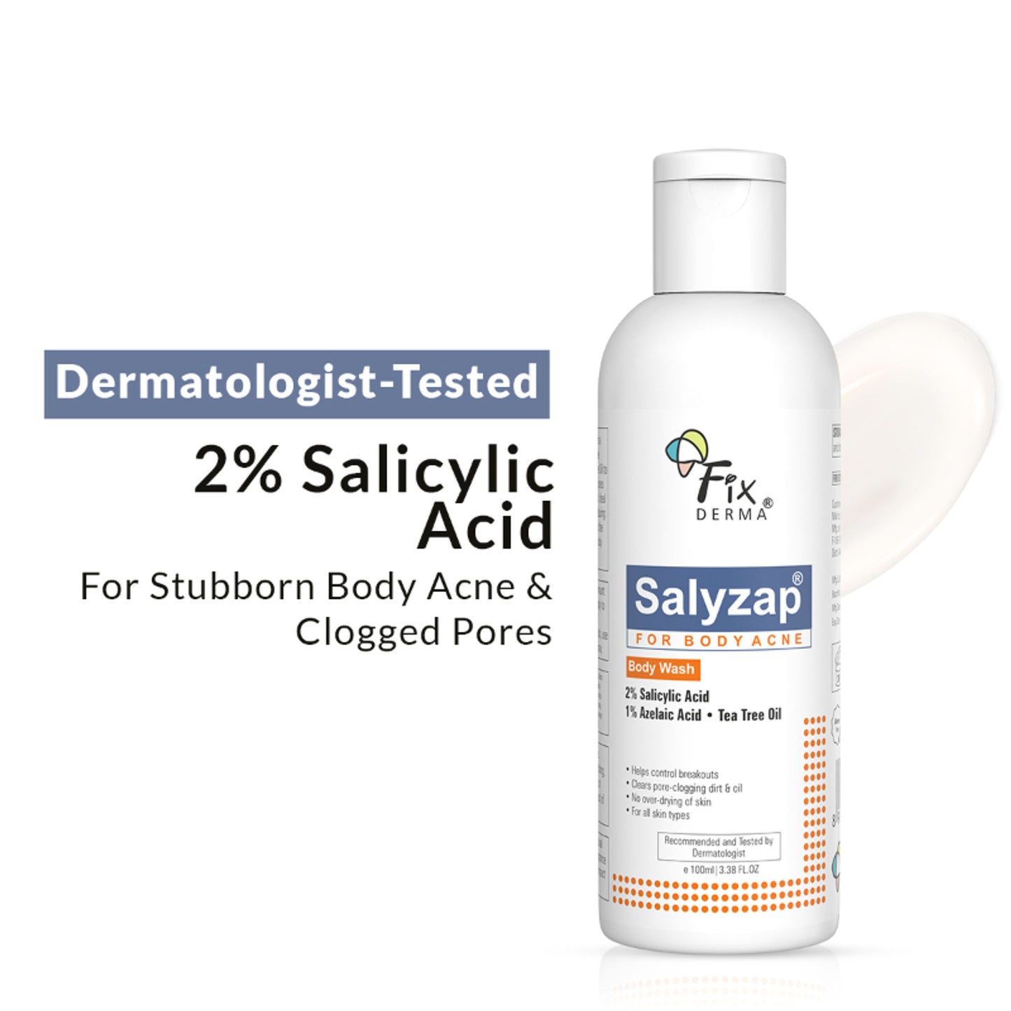 Fixderma Salyzap 2% Salicylic Acid Body Wash Acne Control Back Acne Body Wash for Women & Men