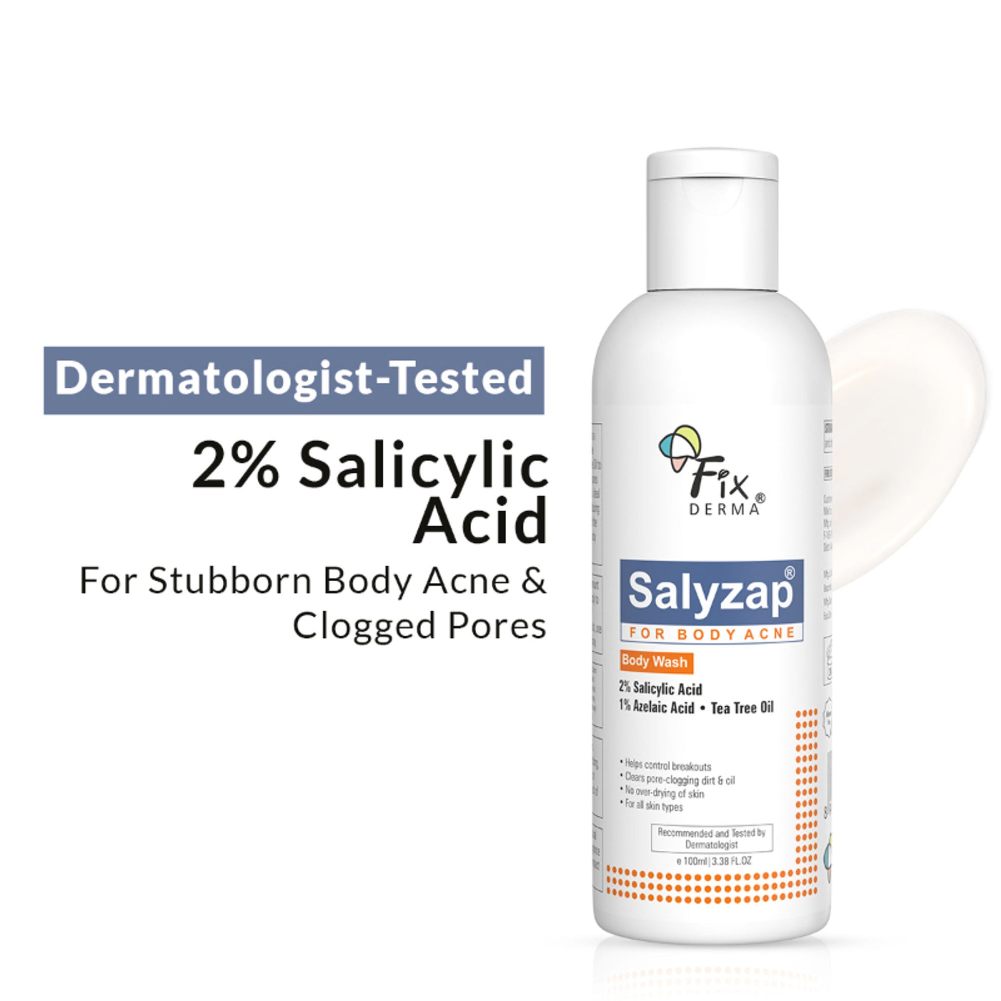 Fixderma Salyzap 2% Salicylic Acid Body Wash Acne Control Back Acne Body Wash for Women & Men