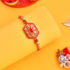Dhiyona Gold-Toned Beaded Rakhi With Roli Chawal & Greeting Card