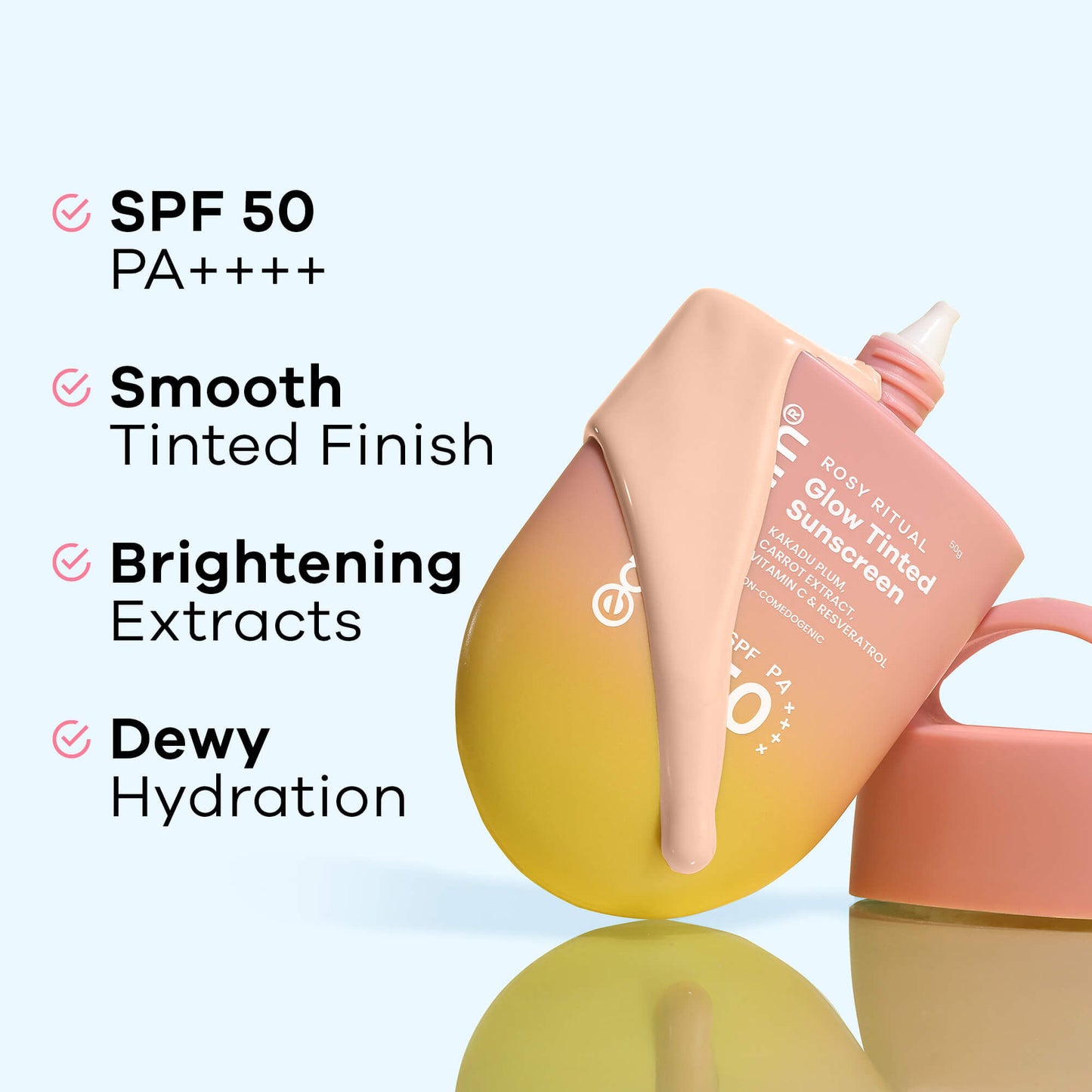 Earth Rhythm Rosy Ritual Glow Tinted Sunscreen In Vivo Tested SPF 50 PA ++++ with Vitamin C - Vanilla_Light
