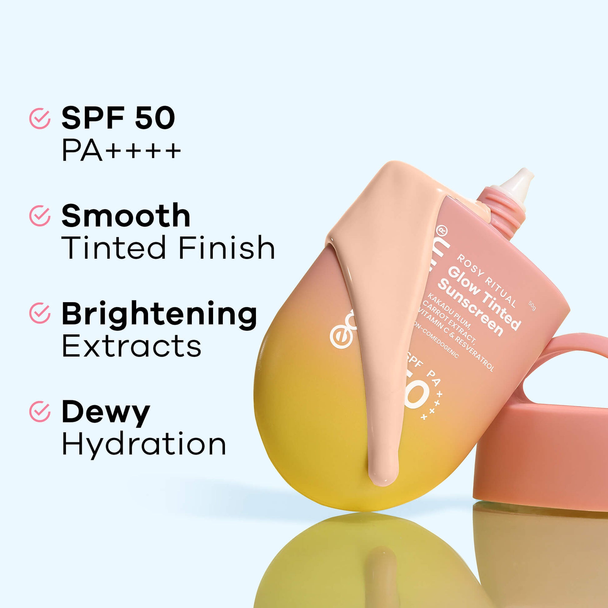 Earth Rhythm Rosy Ritual Glow Tinted Sunscreen In Vivo Tested SPF 50 PA ++++ with Vitamin C - Vanilla_Light