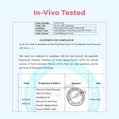 Earth Rhythm Rosy Ritual Glow Tinted Sunscreen In Vivo Tested SPF 50 PA ++++ with Vitamin C - Vanilla_Light