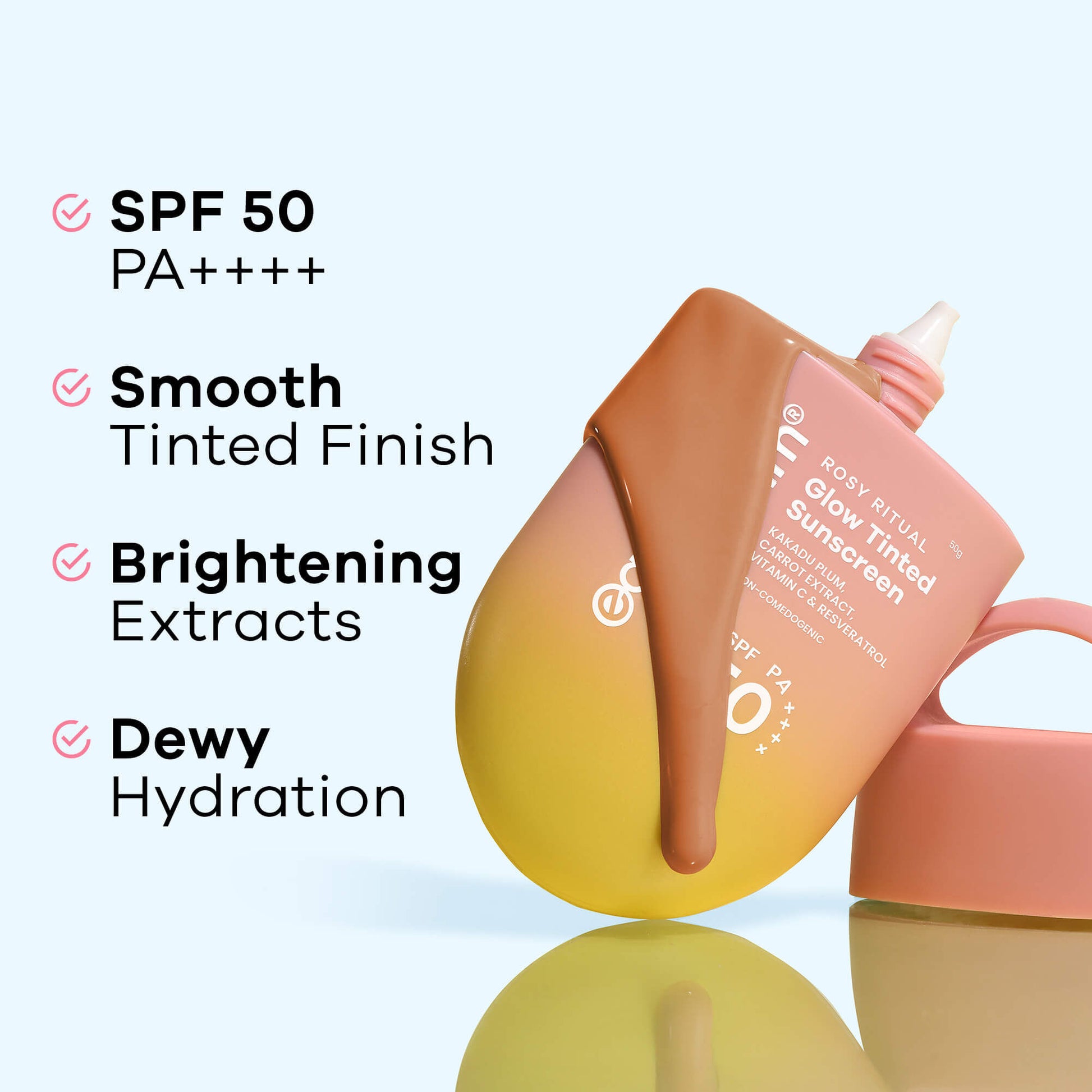 Earth Rhythm Rosy Ritual Glow Tinted Sunscreen In Vivo Tested SPF 50 PA ++++ with Vitamin C - Almond_Dark