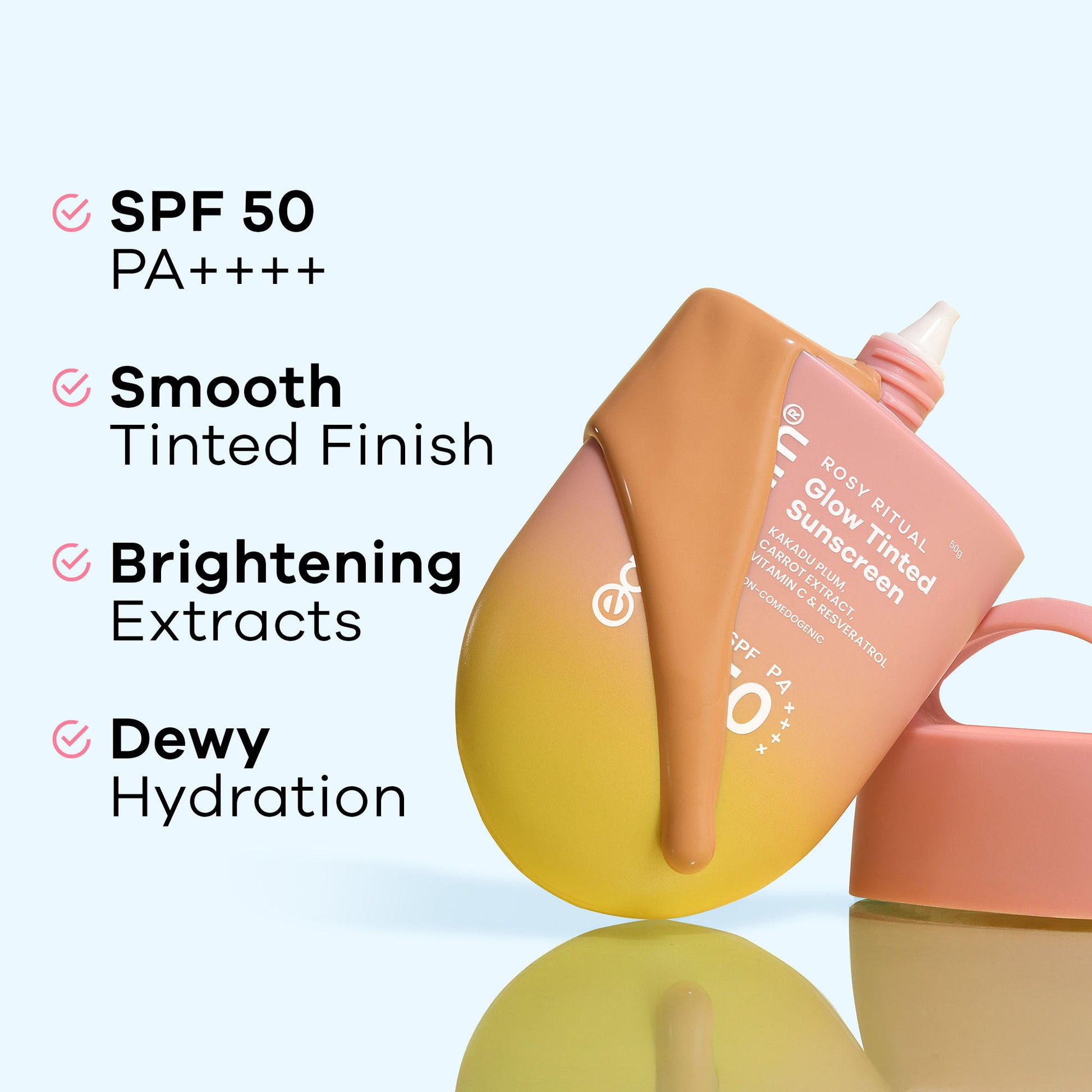 Earth Rhythm Rosy Ritual Glow Tinted Sunscreen In Vivo Tested SPF 50 PA ++++ with Vitamin C - Honey_Medium