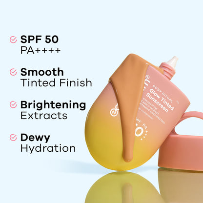 Earth Rhythm Rosy Ritual Glow Tinted Sunscreen In Vivo Tested SPF 50 PA ++++ with Vitamin C - Honey_Medium