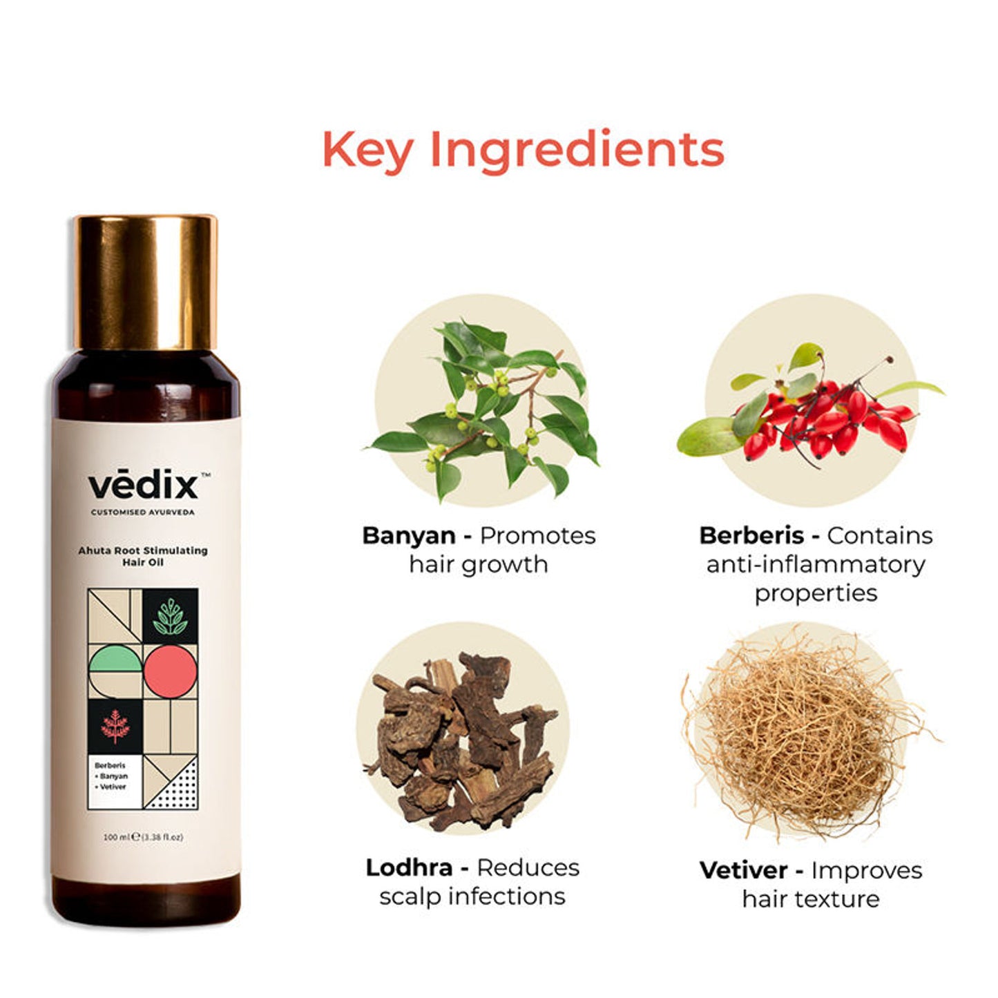 Vedix Hair Oil - Normal/Oily Scalp -Straight Hair - Ahuta Stimulating Root Hair Oil
