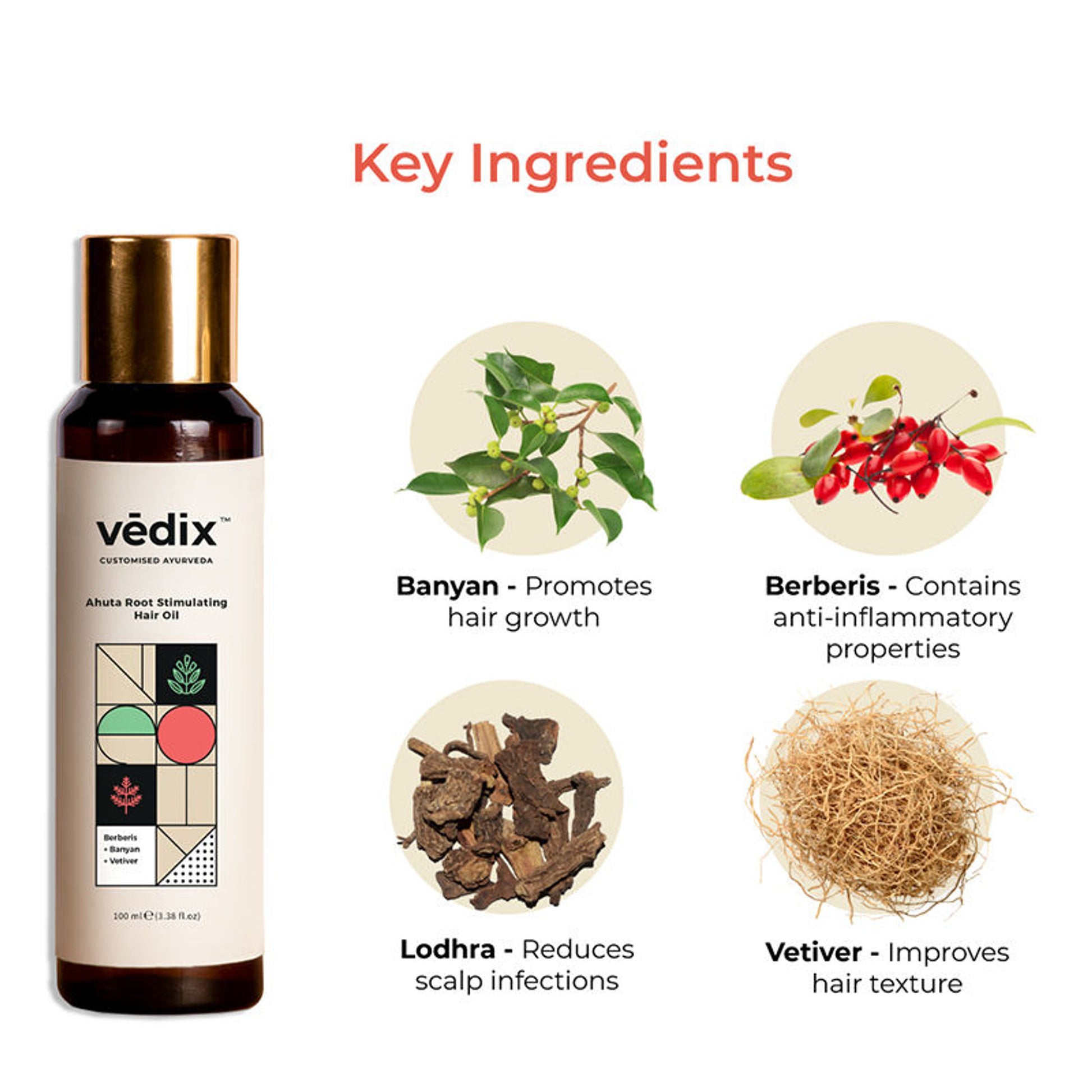 Vedix Hair Oil - Normal/Oily Scalp -Straight Hair - Ahuta Stimulating Root Hair Oil