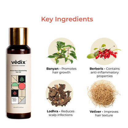 Vedix Hair Oil - Normal/Oily Scalp -Straight Hair - Ahuta Stimulating Root Hair Oil
