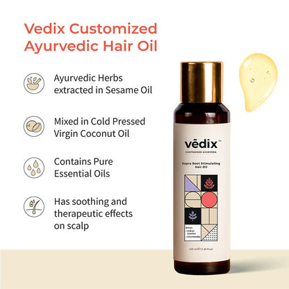 Vedix Hair Oil- Dry Scalp & Wavy Hair - Vapra Root Stimulating Hair Oil