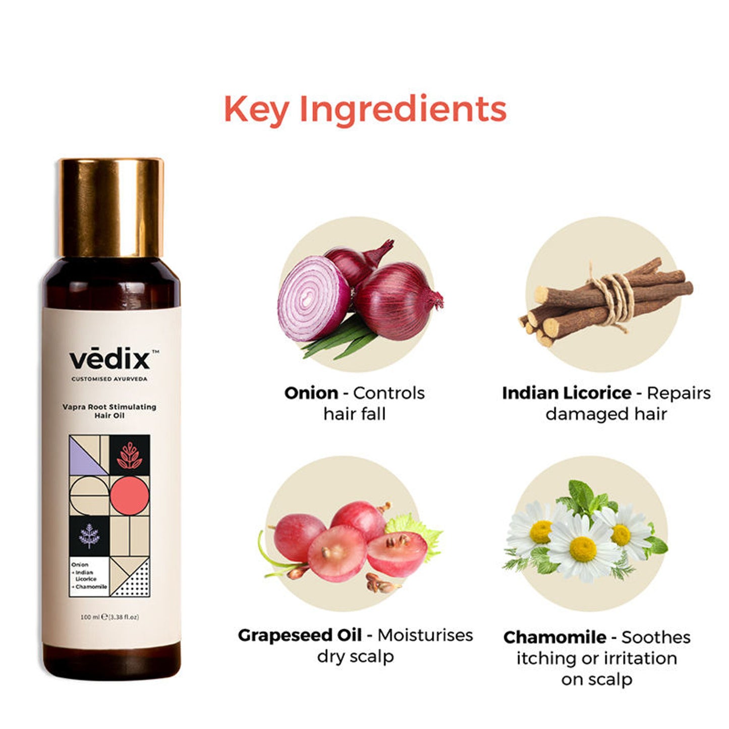 Vedix Hair Oil- Dry Scalp & Wavy Hair - Vapra Root Stimulating Hair Oil