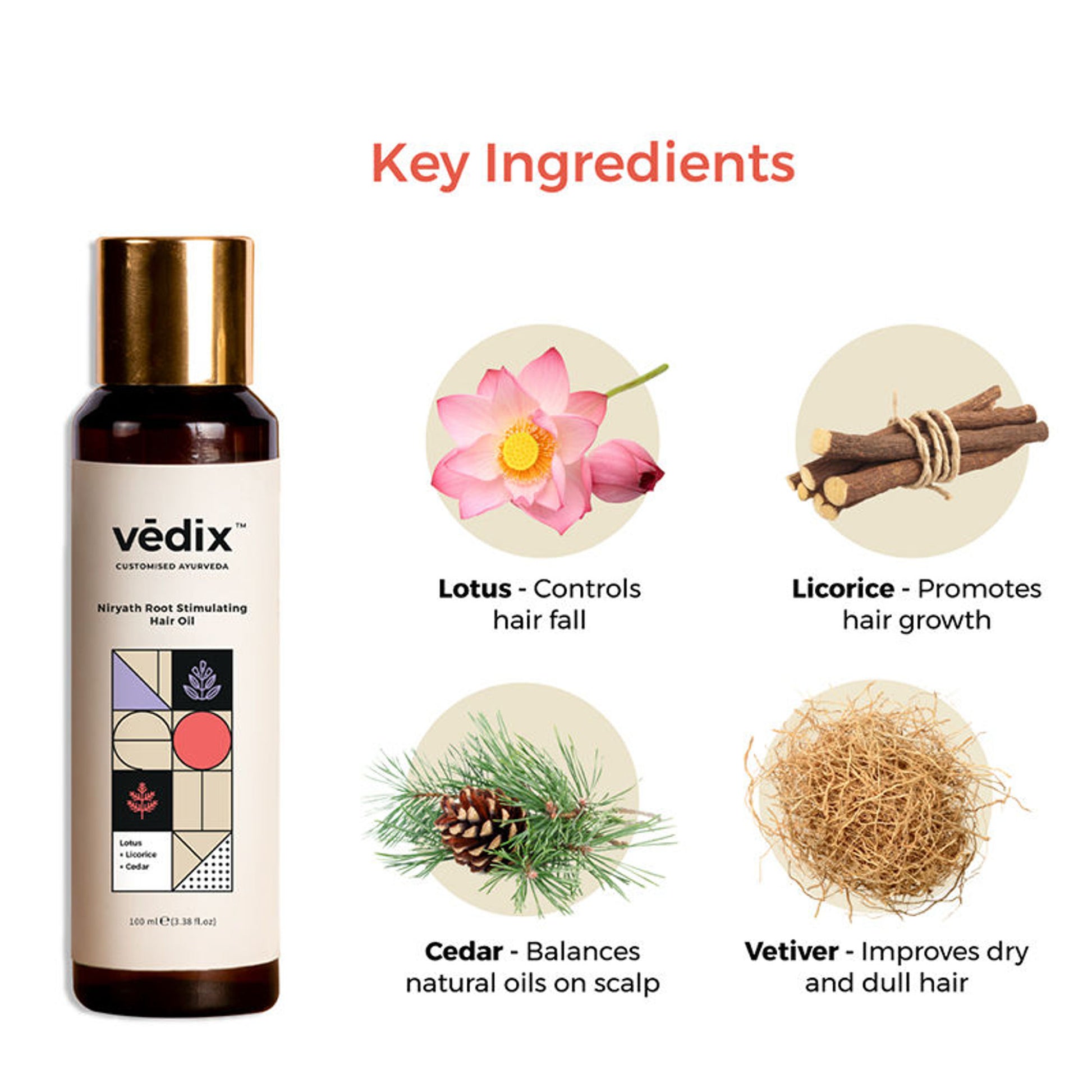 Vedix Hair Oil Dry Scalp & Straight Hair - Niryath Root Stimulating Hair Oil