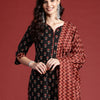 Indyancart IE Ethnic Motifs Printed Pure Cotton Kurta With Trousers & Dupatta