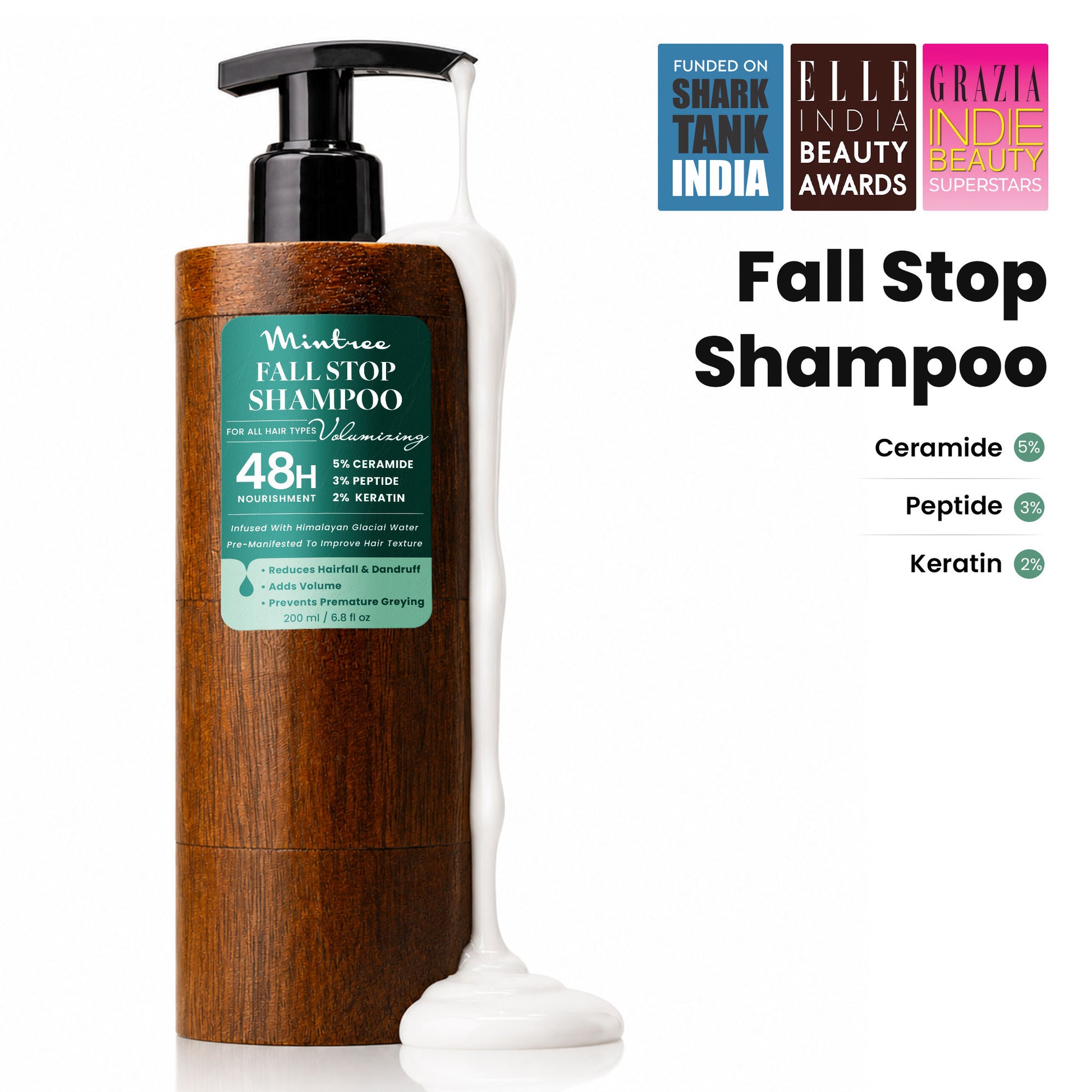 Mintree Organic Anti Hair Fall Shampoo with Ceramides&Rosemary Oil for Dry&Frizzy Hair|For Men&Women