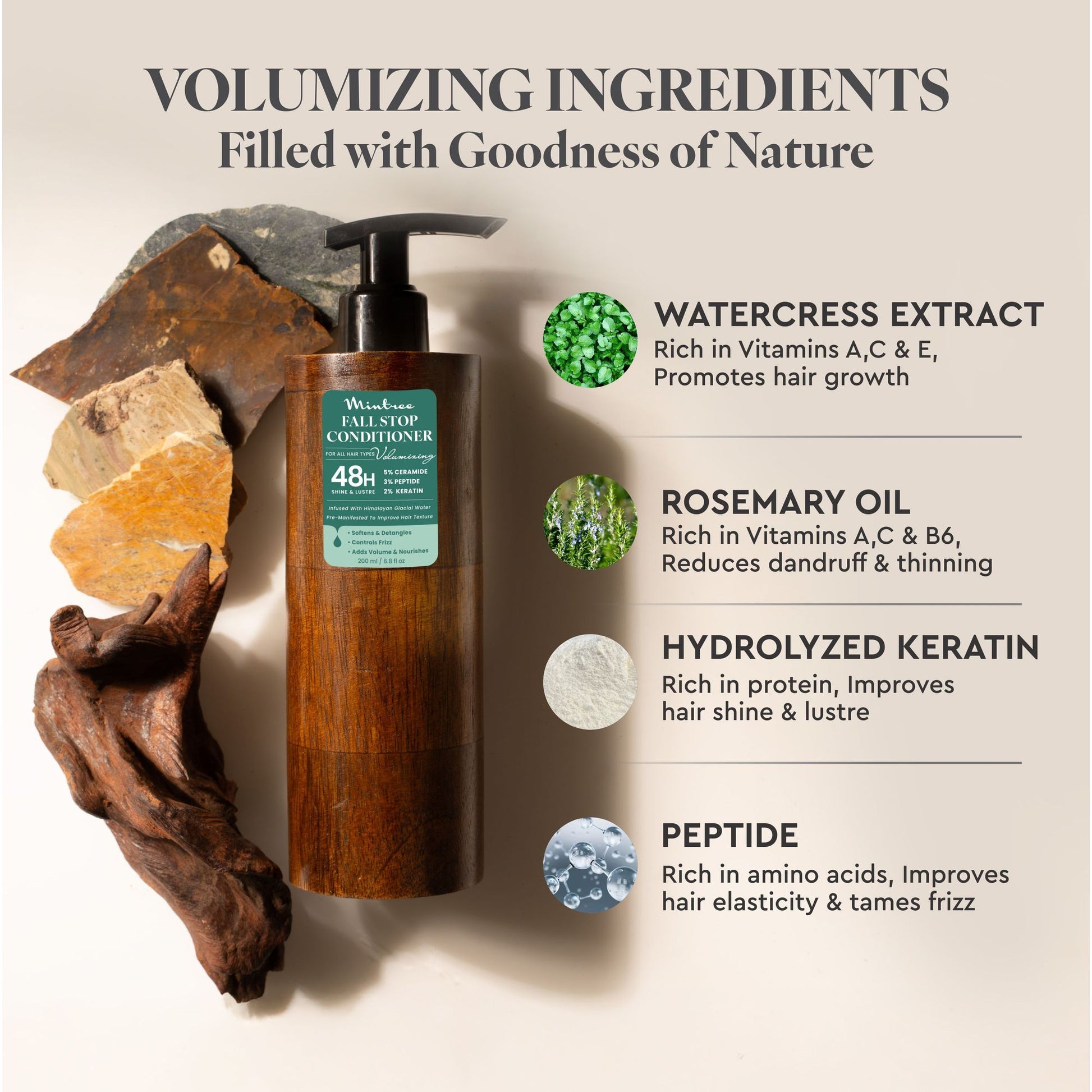 Mintree Organic Anti Hair Fall Conditioner - Ceramide&Rosemary Oil for Dry&Frizzy Hair|For Men&Women