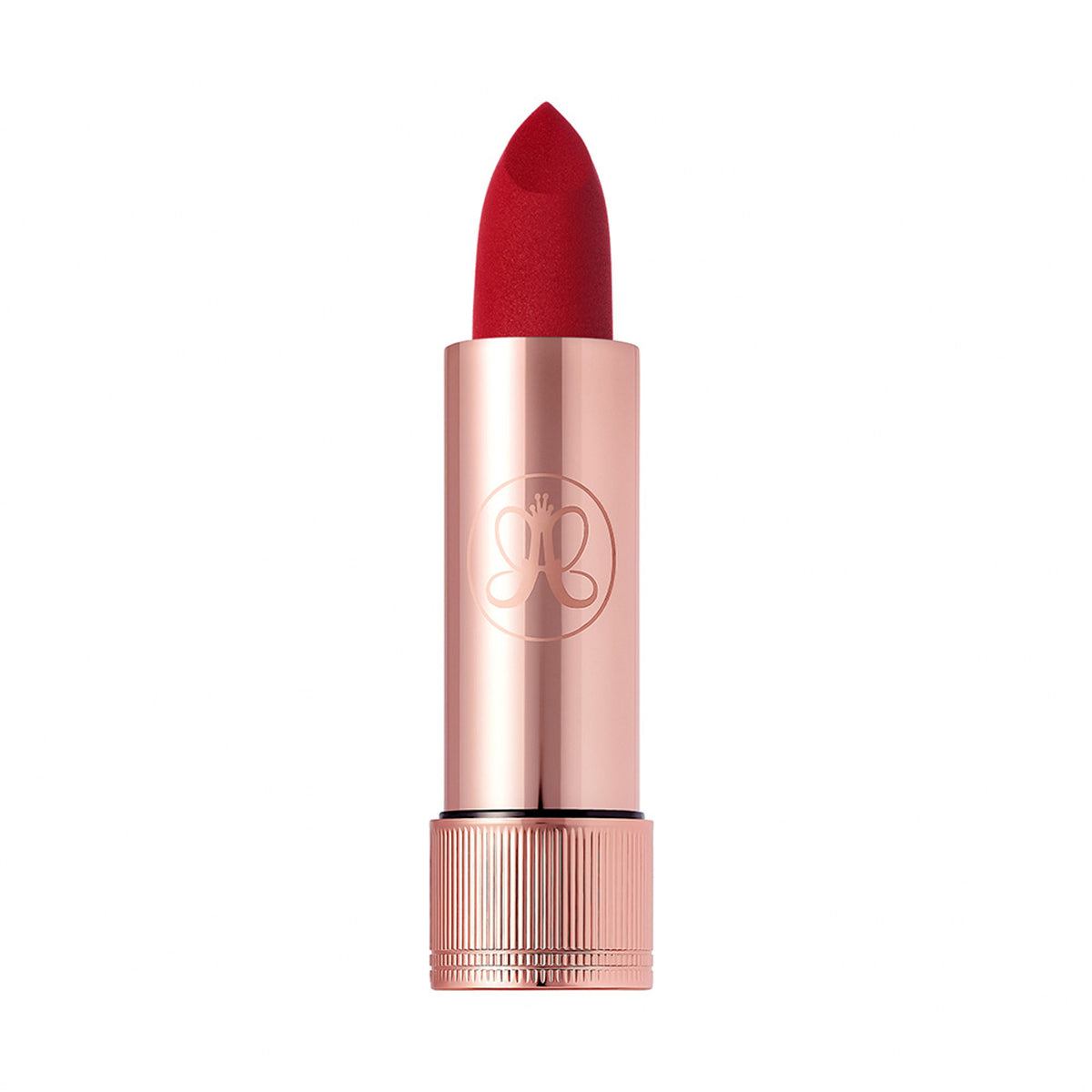 Anastasia Beverly Hills Matte Lipstick in Royal Red, showing the deep red lipstick bullet with matte finish.