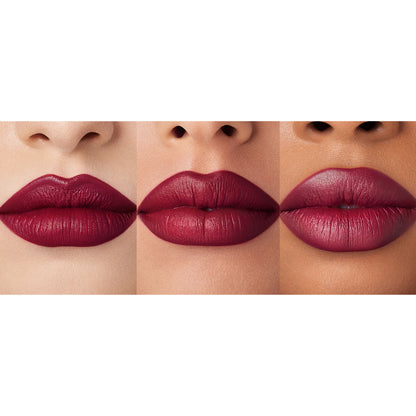 Anastasia Beverly Hills Matte Lipstick in Blackberry, deep purple shade, with the lipstick tube visible and the cap removed.