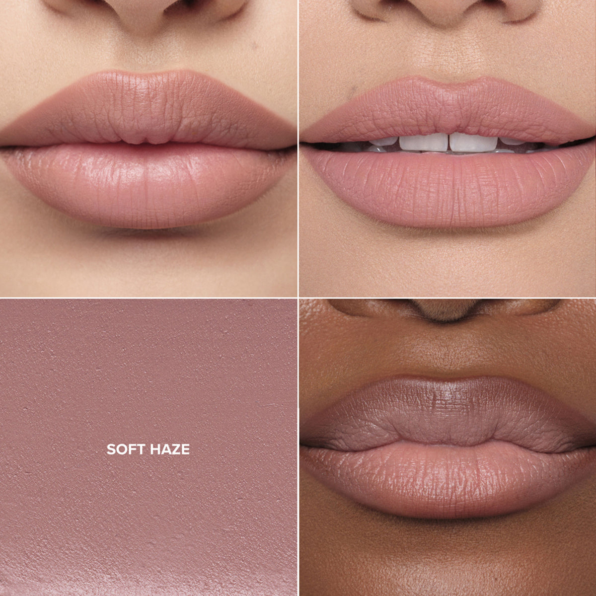 Anastasia Beverly Hills Matte Lipstick in Soft Haze, showing the lipstick tube with the soft, muted pink shade and matte finish.