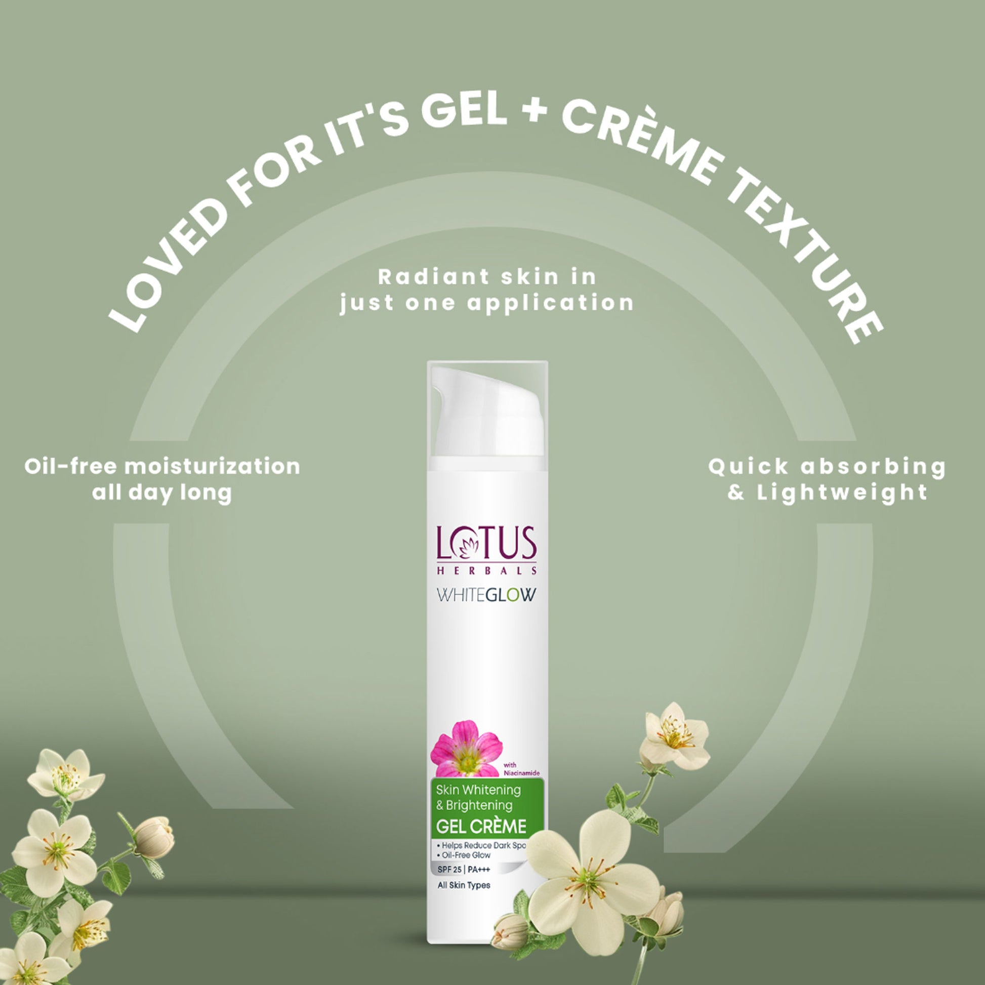 Lotus Herbals WhiteGlow Skin Whitening & Brightening Gel Cream|With Niacinamide|All Skin Types