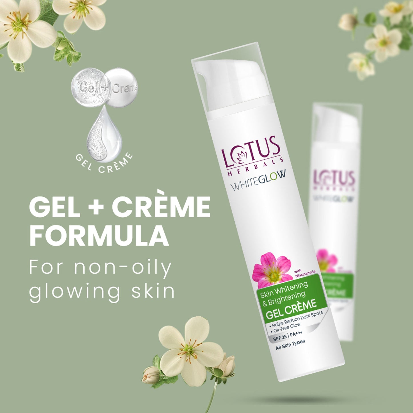 Lotus Herbals WhiteGlow Skin Whitening & Brightening Gel Cream|With Niacinamide|All Skin Types
