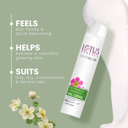 Lotus Herbals WhiteGlow Skin Whitening & Brightening Gel Cream|With Niacinamide|All Skin Types