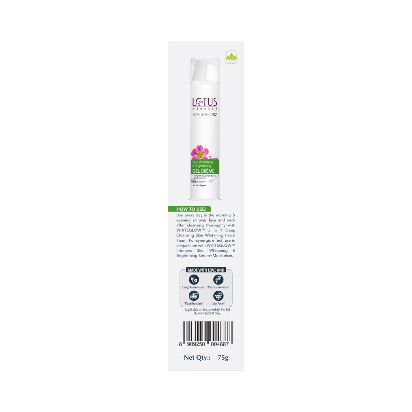 Lotus Herbals WhiteGlow Skin Whitening & Brightening Gel Cream|With Niacinamide|All Skin Types