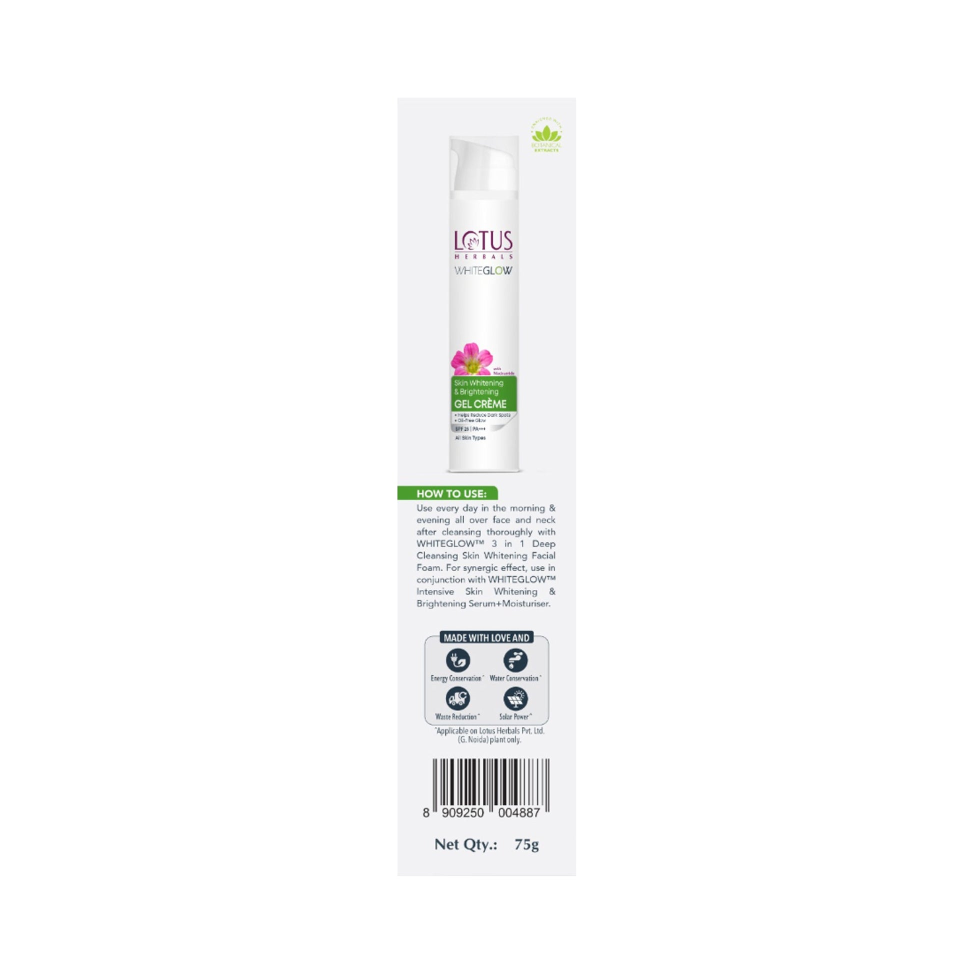Lotus Herbals WhiteGlow Skin Whitening & Brightening Gel Cream|With Niacinamide|All Skin Types