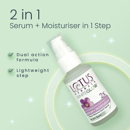Lotus Herbals WhiteGlow Intensive Skin Whitening & Brightening Serum + Moisturiser,Reduce Dark Spots