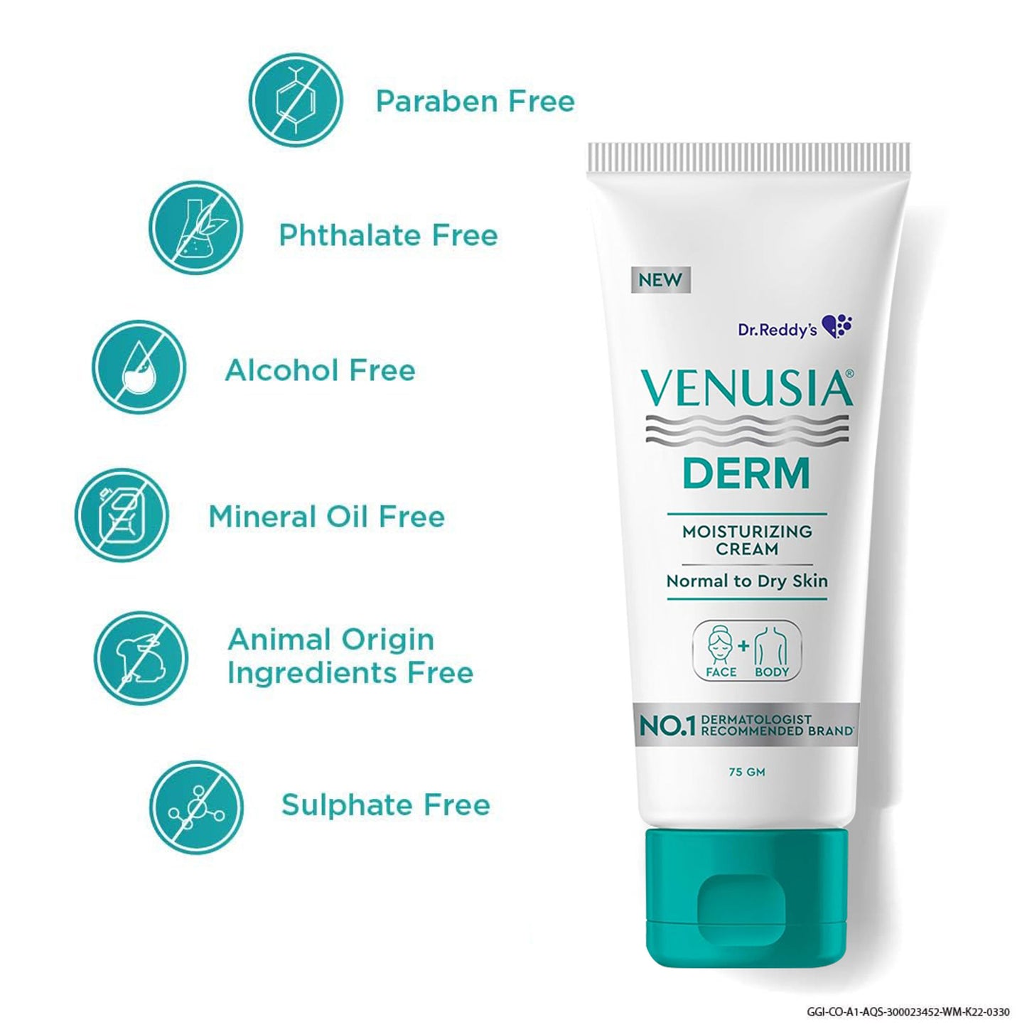 Venusia Derm Moisturizing Lotion | 24-hour Intense Hydration| |Hypoallergenic | 75g