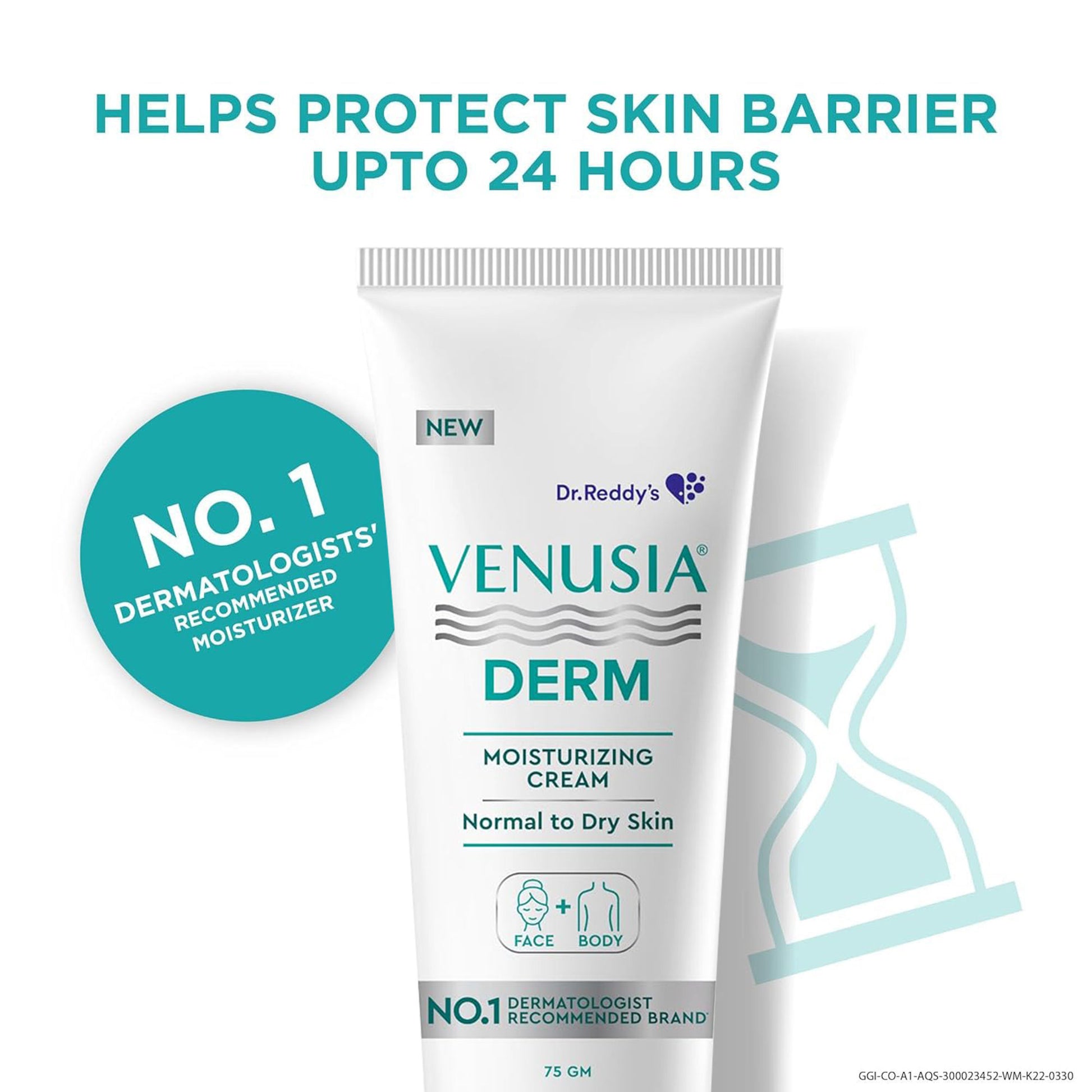Venusia Derm Moisturizing Lotion | 24-hour Intense Hydration| |Hypoallergenic | 75g