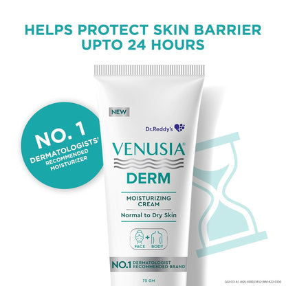 Venusia Derm Moisturizing Lotion | 24-hour Intense Hydration| |Hypoallergenic | 75g