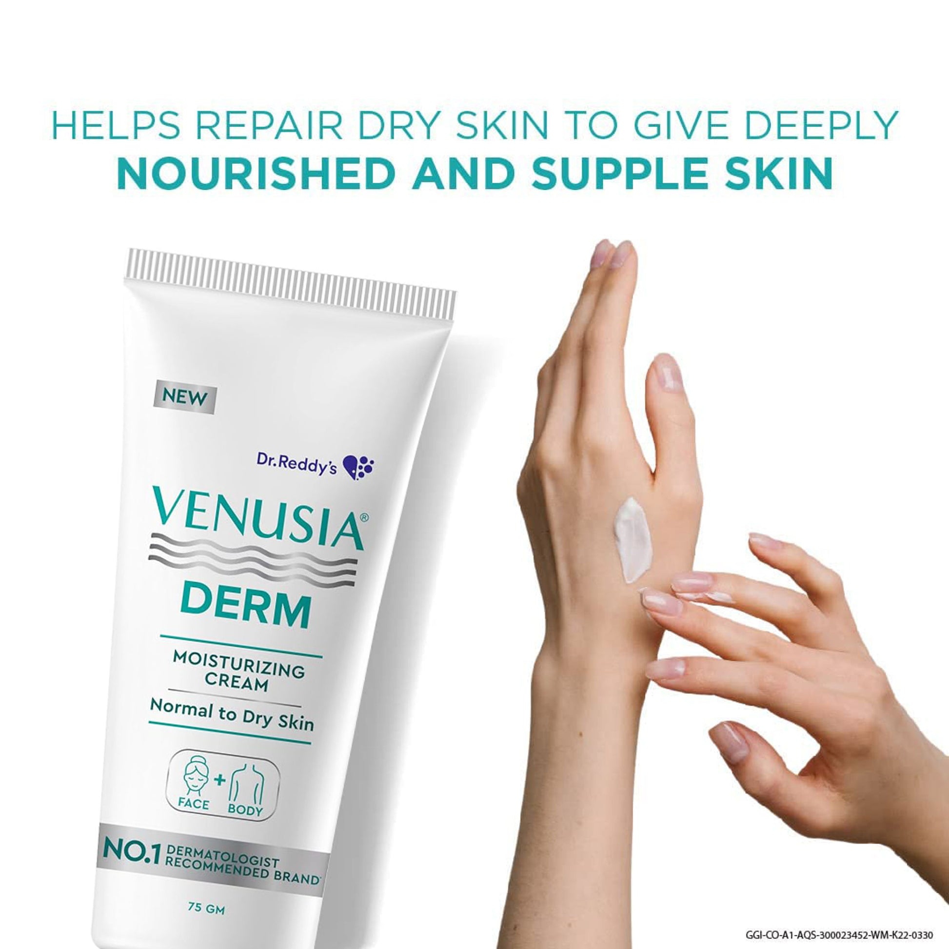 Venusia Derm Moisturizing Lotion | 24-hour Intense Hydration| |Hypoallergenic | 75g