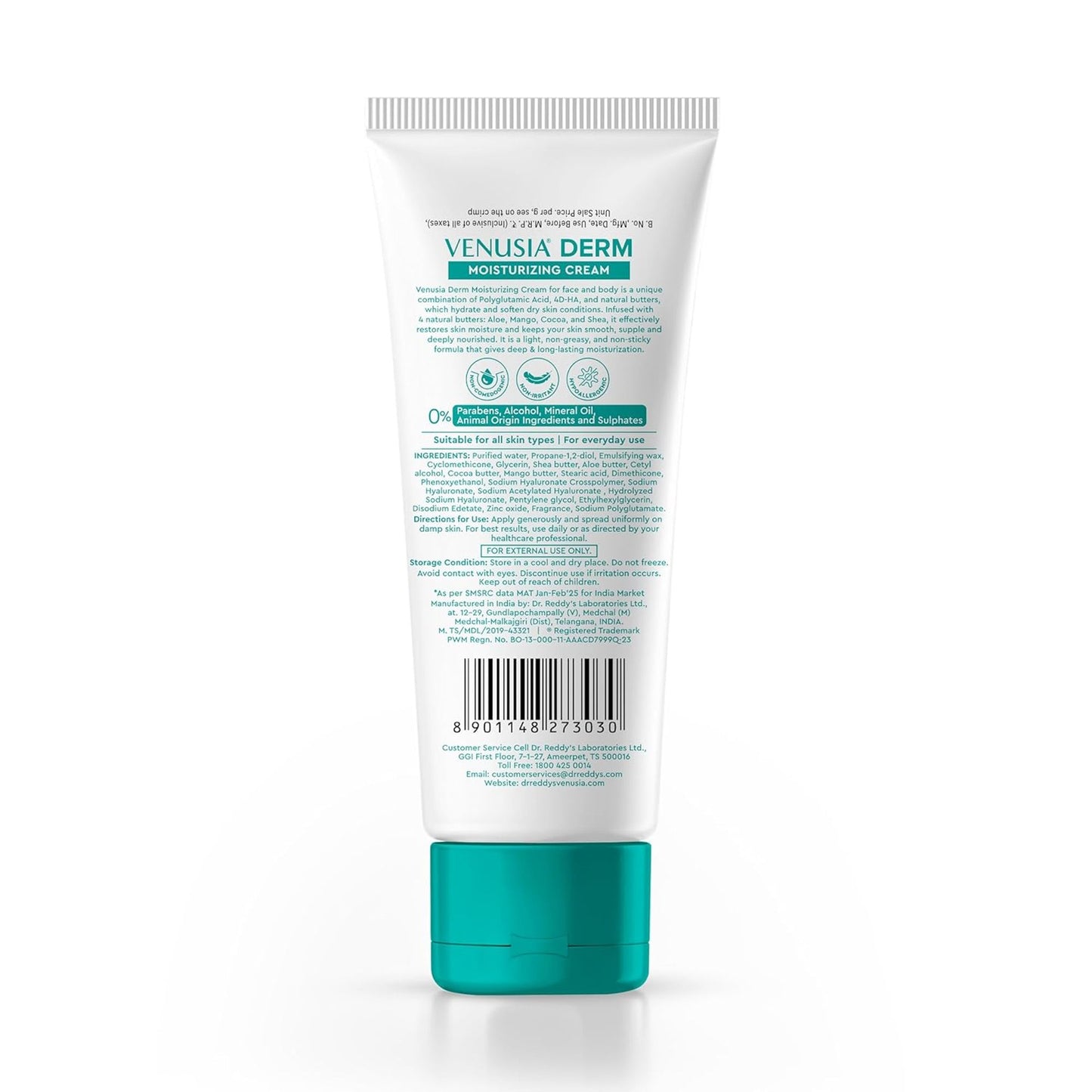 Venusia Derm Moisturizing Lotion | 24-hour Intense Hydration| |Hypoallergenic | 75g