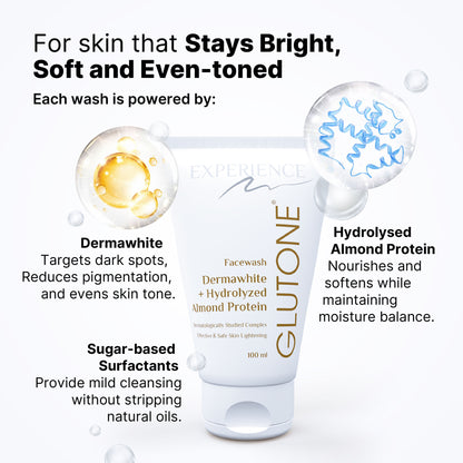 Glutone Face Wash With Dermawhite And Hydrolysed Almonds For Brighter & Radiant Skin