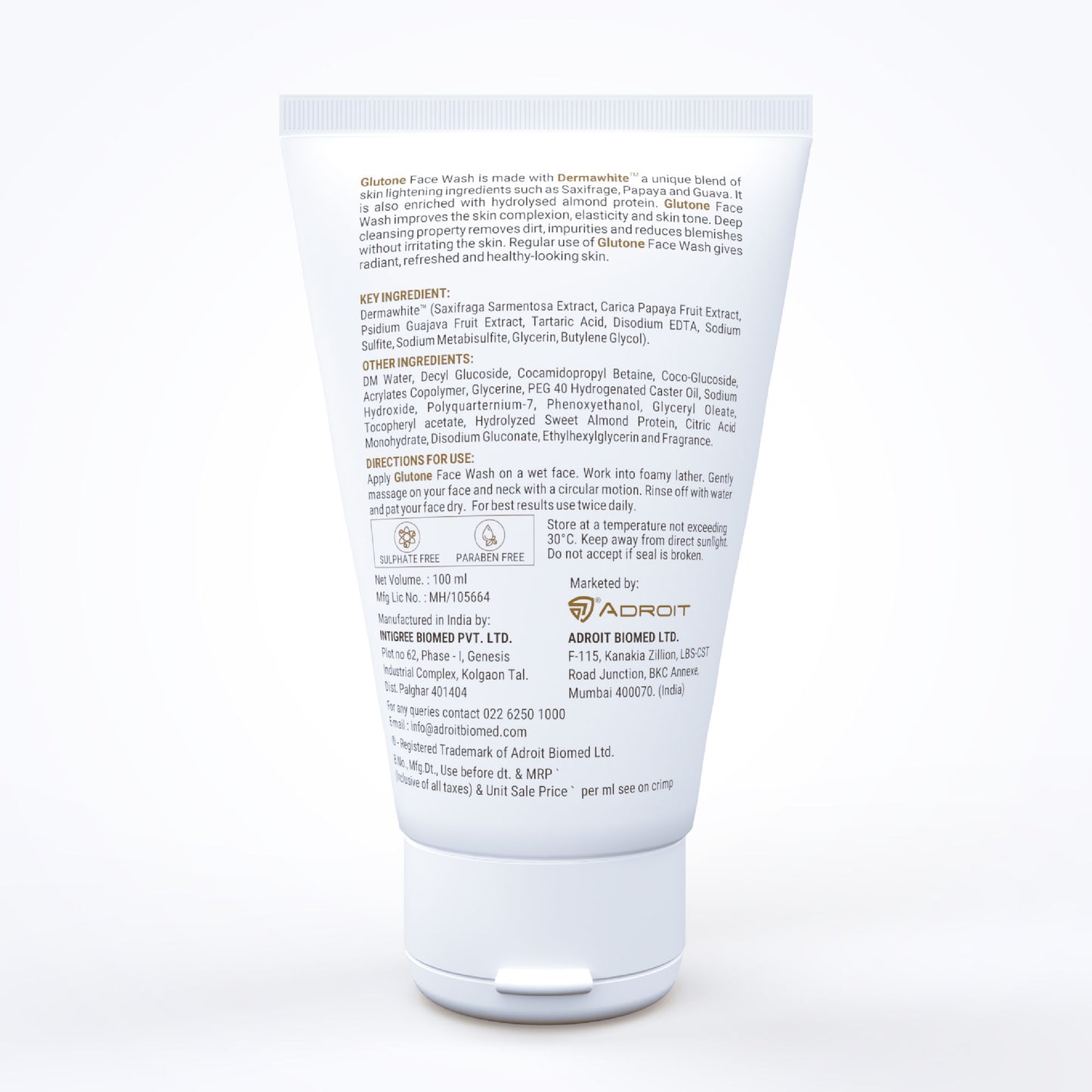 Glutone Face Wash With Dermawhite And Hydrolysed Almonds For Brighter & Radiant Skin