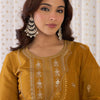 Dhiyona IE Floral Embroidered Gotta Patti Straight Kurta With Trousers & Dupatta