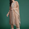 Dhiyona IE Floral Embroidered Thread Work Kurta With Trousers & Dupatta