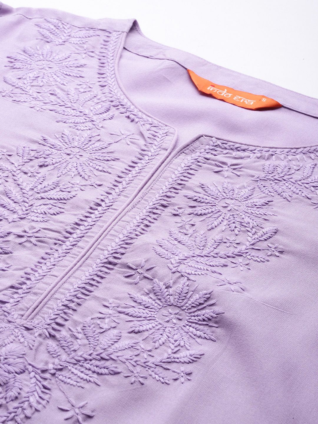 Indyancart IE Floral Embroidered Thread Work Kurta