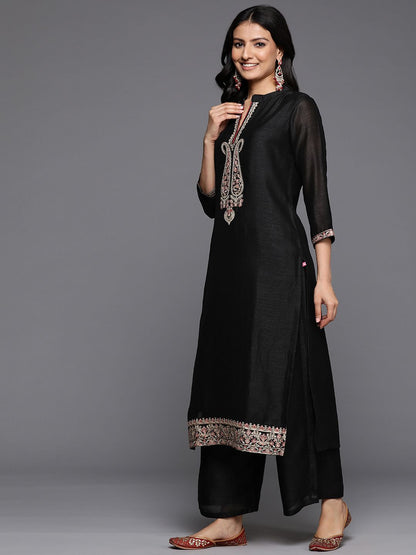 Indyancart VA Women's Ethnic Motifs Embroidered Regular Kurta with Palazzos & With Dupatta
